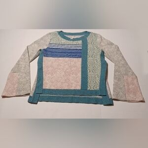 Anthropolgie Elegant Patchwork Tunic in Blue and Pink